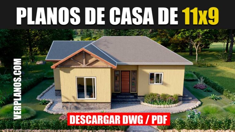 plano de una casa con 2 dormitorios y 1 baño gratis en formato AutoCAD y PDF descargar