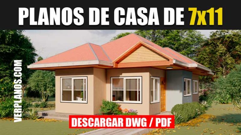 Planos de casa económica pequeña 1 piso 3 dormitorios 2 baños en autocad y pdf gratis
