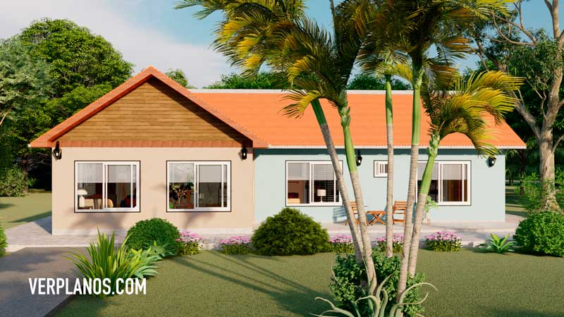 Fachada plano de casa de campo vista previa