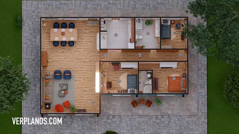 vista previa plano de casa de campo en planta