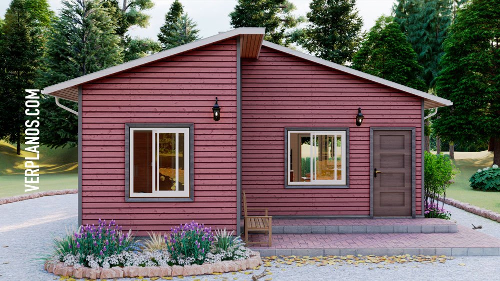 planos de casa de 1 piso 3 dormitorios vista previa fachada