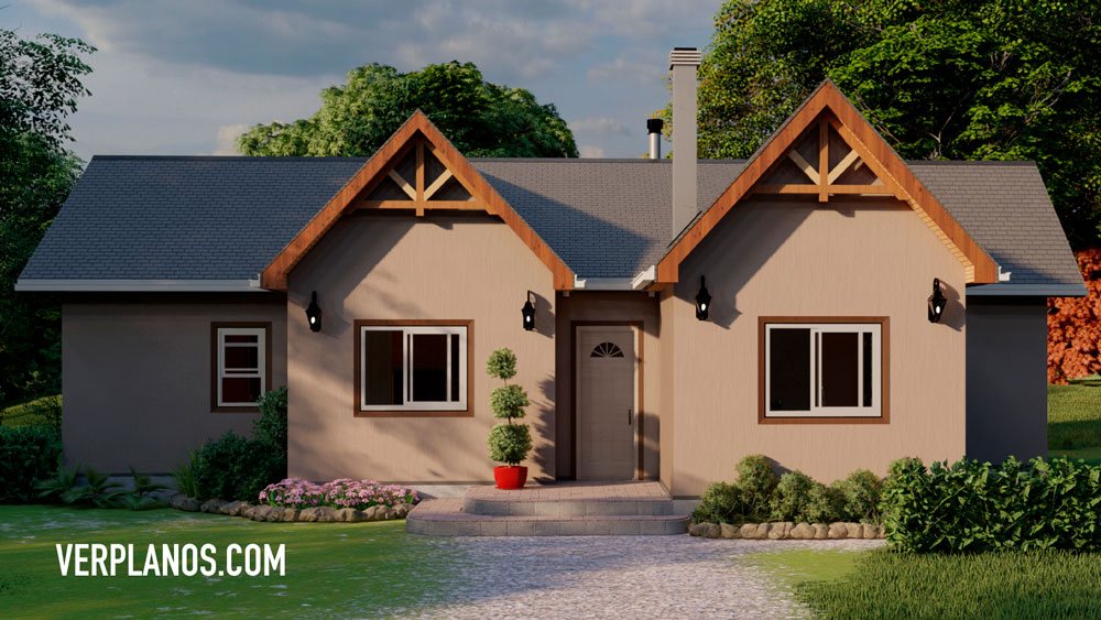 Plano de casa de campo gratis vista previa Fachada