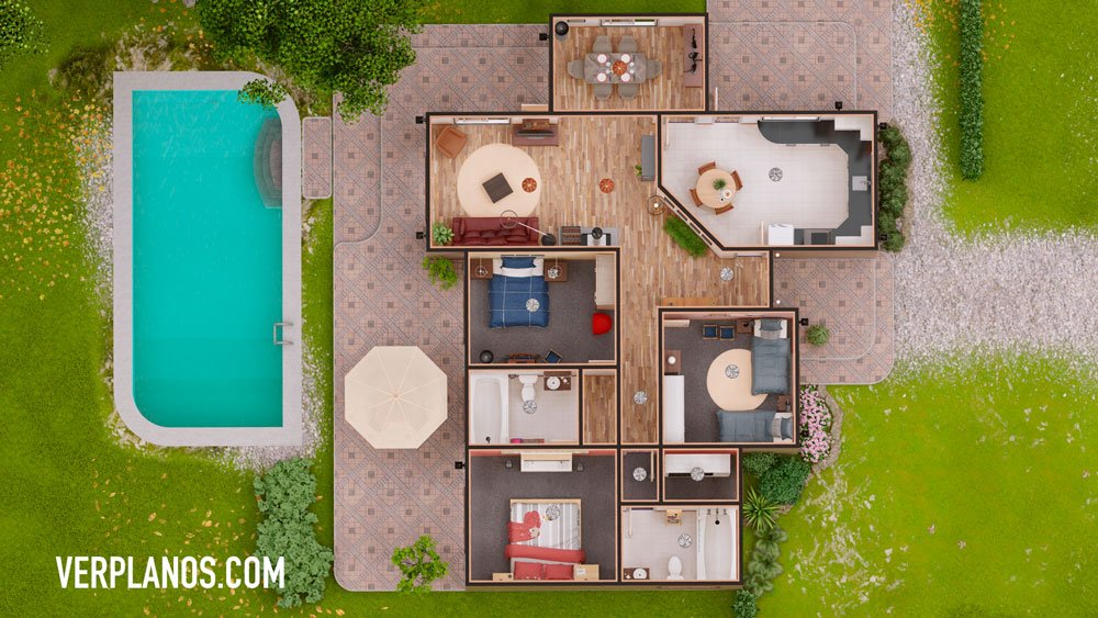 Plano de casa de campo vista previa Planta