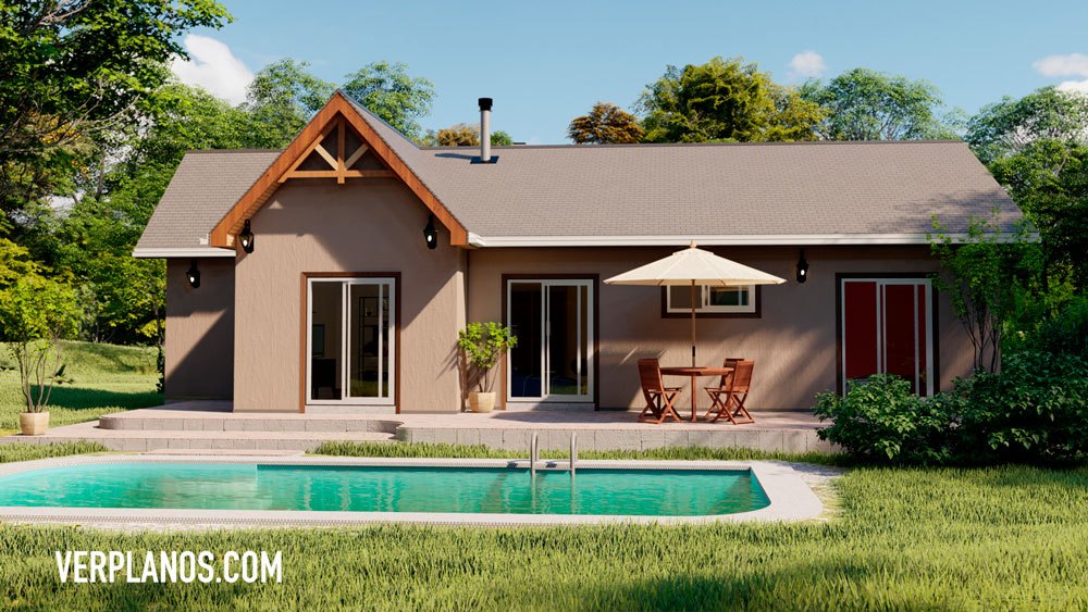 Plano de casa de campo vista previa Trasera