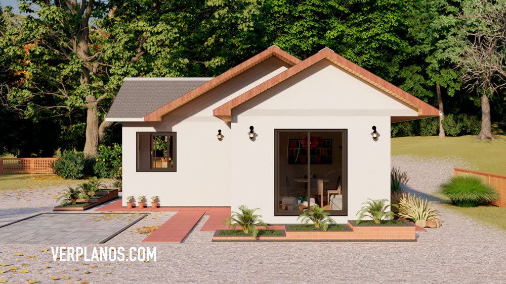 Planos de casa económica de 3 dormitorios vista previa fachada