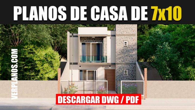 Planos de casa de 2 pisos y 3 dormitorios con medidas (DWG y PDF)