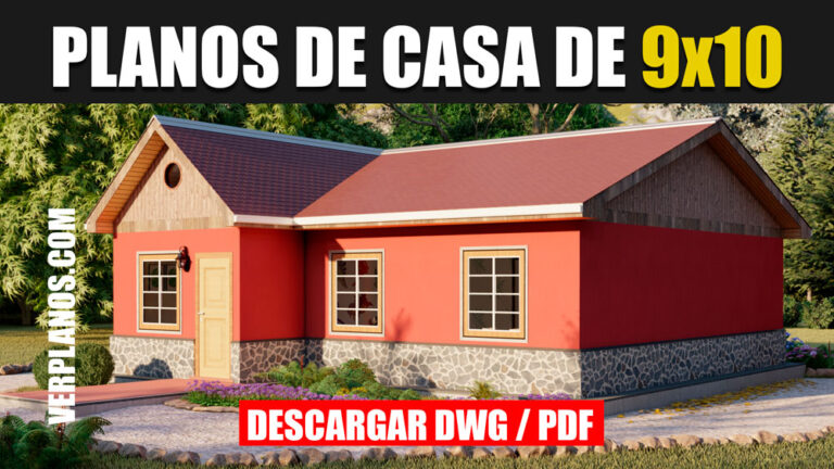 Planos de casa de campo 1 piso 3 dormitorios 2 baños en Autocad y PDF ¡Gratis!