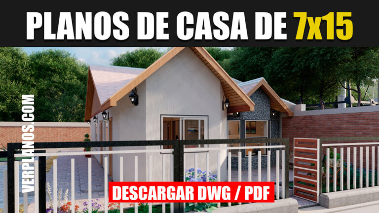 planos de casa económica adosada en autocad y pdf de 1 piso con 3 dormitorios y 1 baño gratis