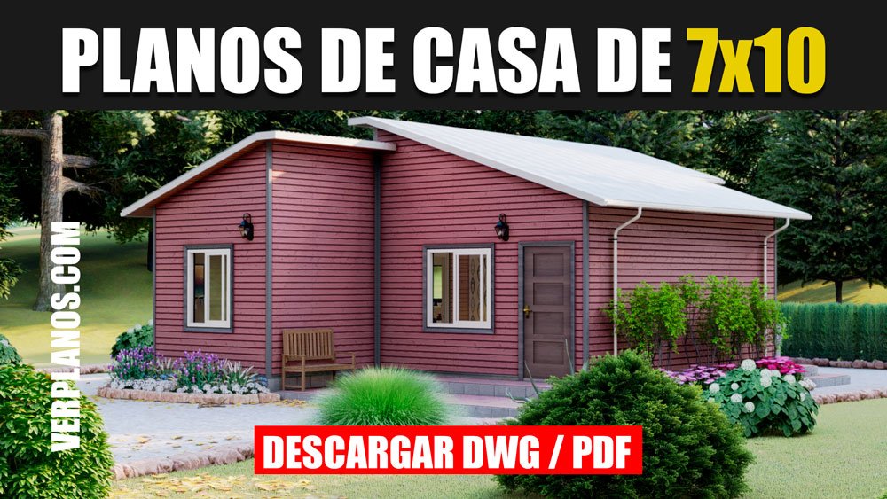 Planos de casa prefabricada de 1 piso con 3 dormitorios y 2 baños en autocad y pdf