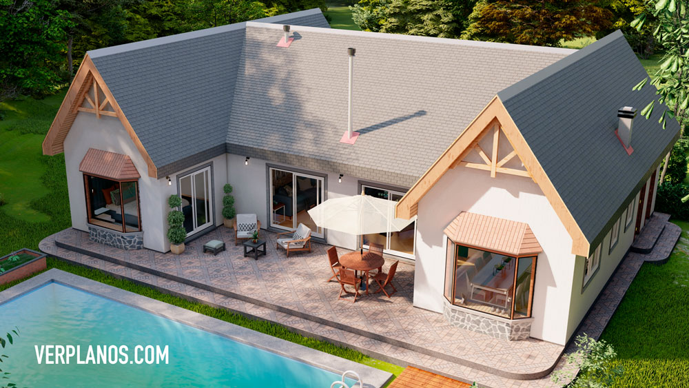 Vista previa fachada trasera plano de casa