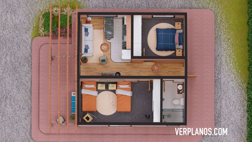 Vista previa planta plano de casa prefabricada