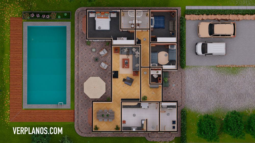 Vista previa en planta plano de casa