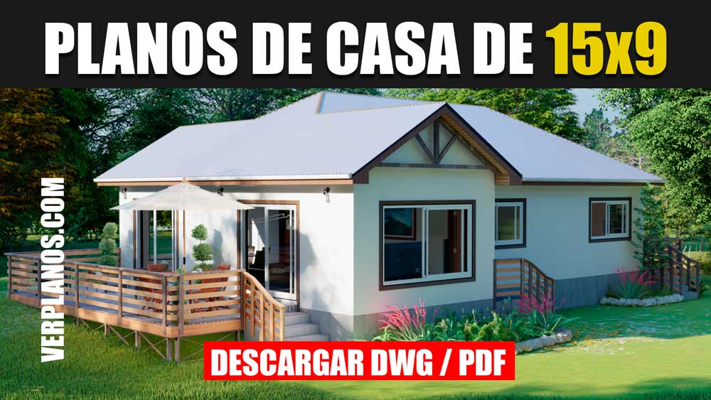 plano de casa de campo de 3 dormitorios 2 baños gratis en autocad y pdf descargar