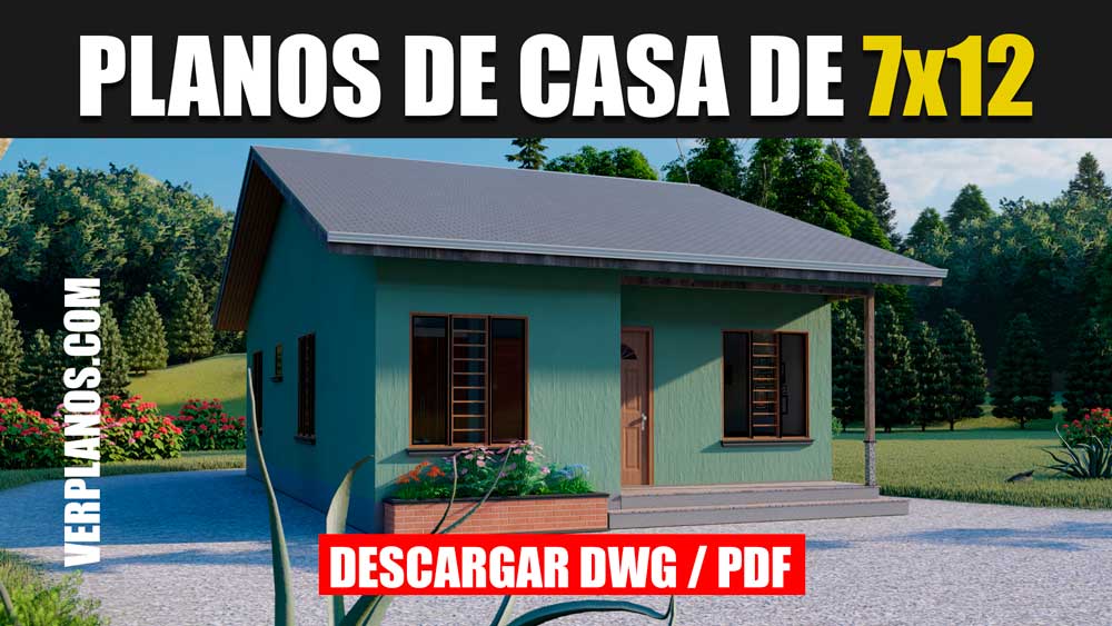 Plano de casa para sitio angosto de 3 dormitorios y 2 baños gratis en AutoCAD y PDF