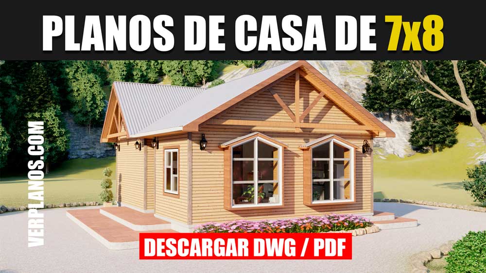 Planos de casa Prefabricada de 1 piso 2 dormitorios 1 baño gratis en autocad y pdf