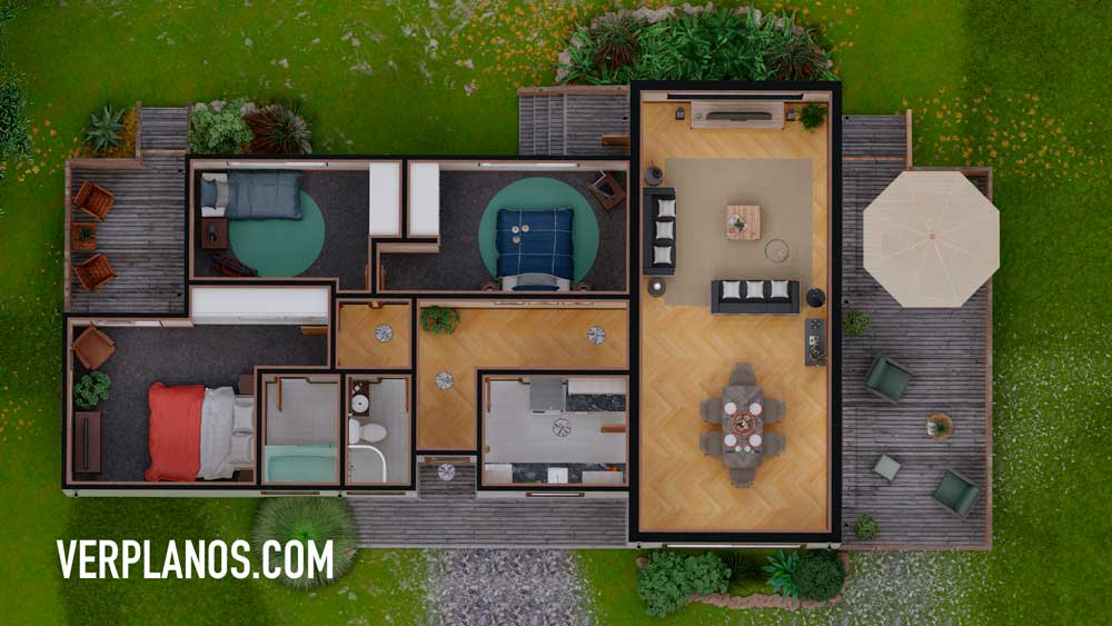 Vista previa en planta de plano de casa gratis