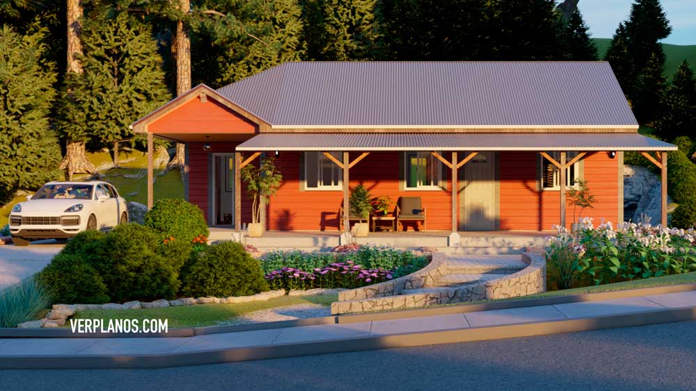 Vista previa de su fachada plano de casa de campo