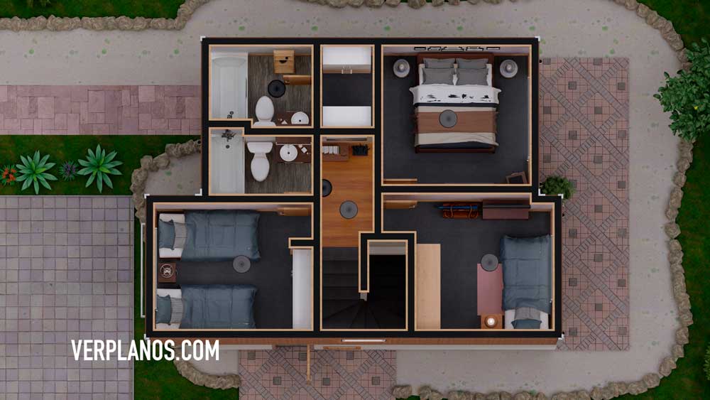 Vista previa plano de casa planta segundo piso