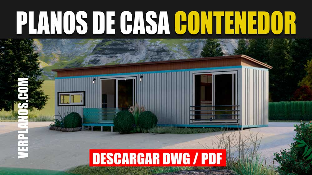 Descargar plano de una casa contenedor 1 piso 1 dormitorio 1 baño gratis en autocad y pdf