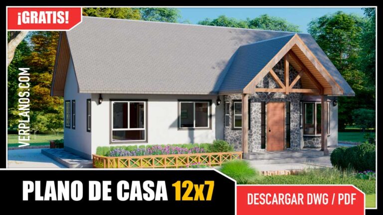 Plano de casa acogedora y hernmosa con 3 dormitorios 2 baños gratis en autocad y pdf descargar