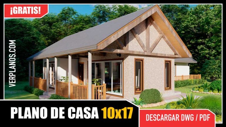 Plano de casa de campo con 2 dormitorios 1 baño gratis en autocad y pdf