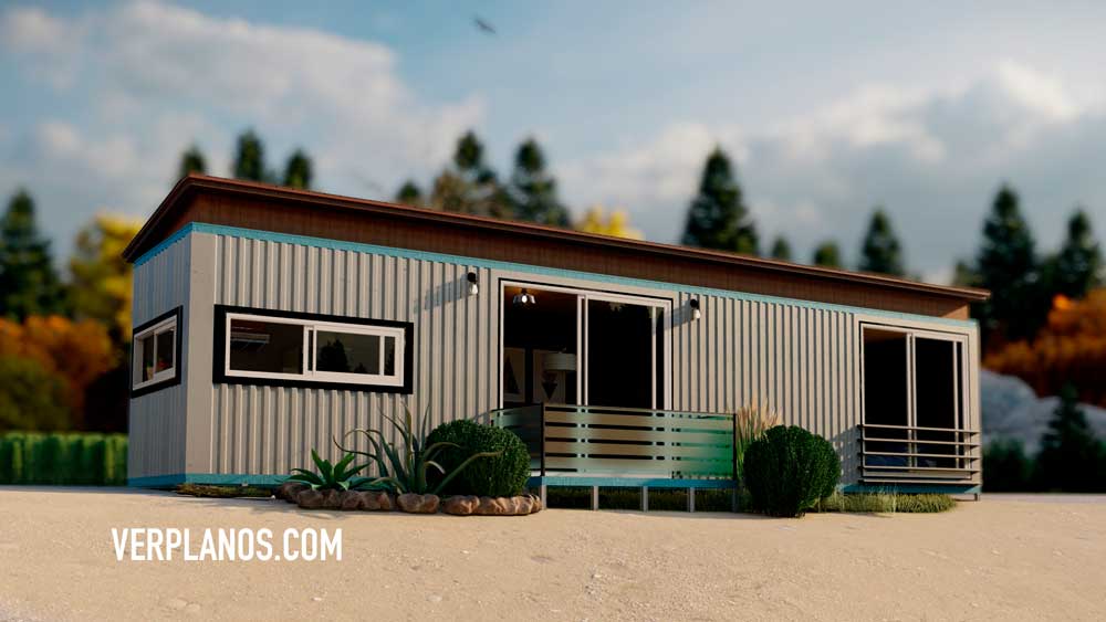 Vista previa de su fachada plano de casa contenedor gratis en autocad