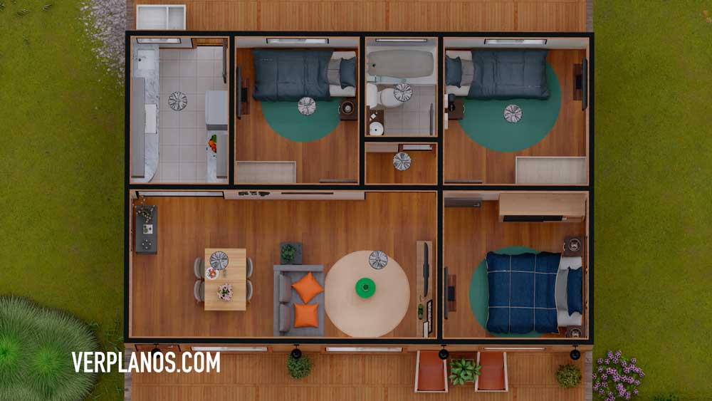 Vista previa de la planta del plano de casa prefabricada