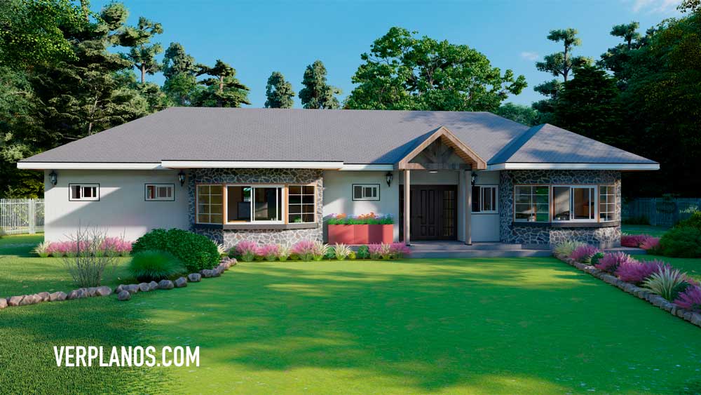 Fachada plano de casa de campo