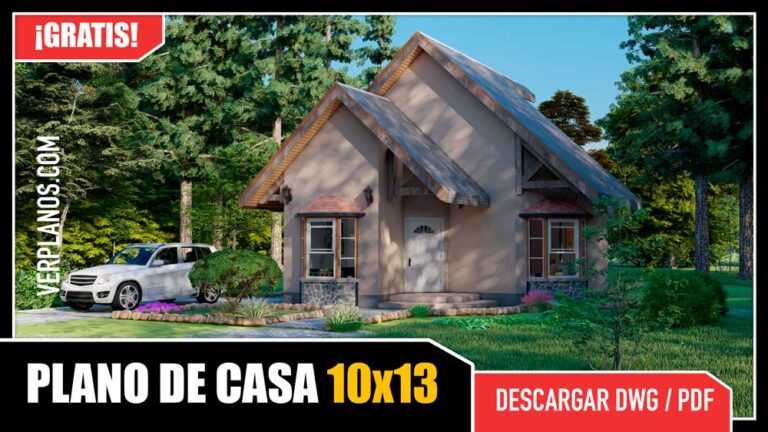 Plano de casa de 1 piso con 3 dormitorios y 2 baños gratis en autocad y pdf descargar
