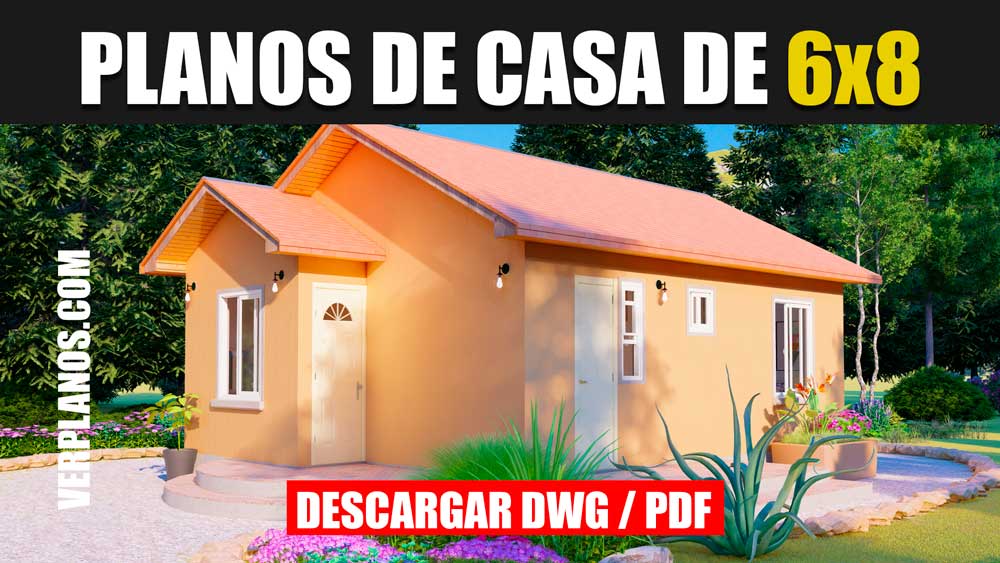 Planos de casas económicas y pequeñas de 2 dormitorios y 1 baño en Autocad para Descargar ¡GRATIS!