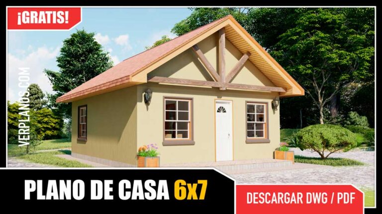 Plano de casa económica y pequeña de 2 dormitorios y 1 baño gratis en autocad y pdf