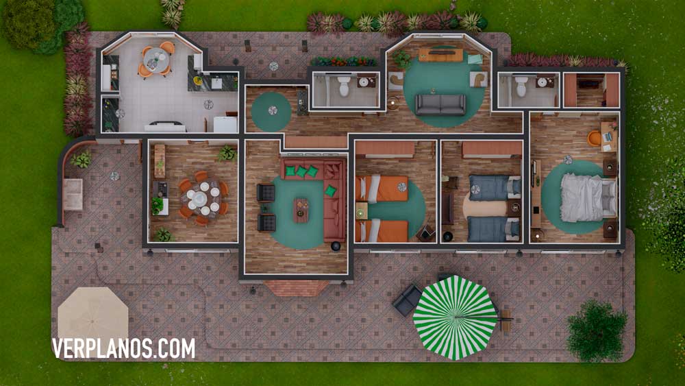 Planta plano de casa de campo