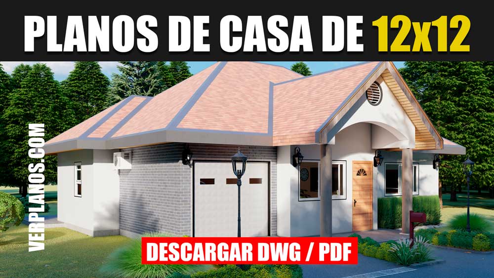Hermoso plano de casa de 1 piso con 3 dormitorios garaje y 2 baños gratis en autocad y pdf