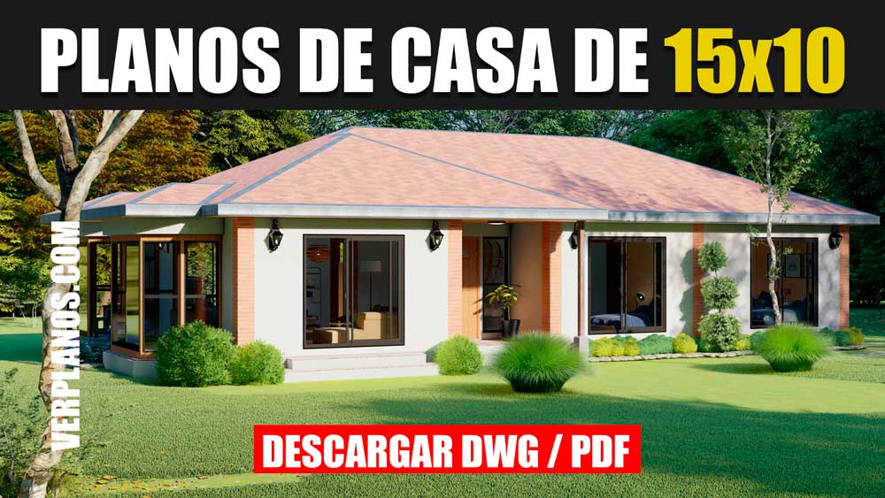 Plano de casa amplia y cómoda de 4 dormitorios y 2 baños gratis en Autocad y PDF