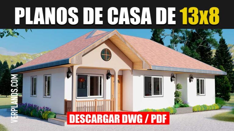 Plano de casa económica de 3 dormitorios con 2 baños gratis en dwg para autocad y pdf