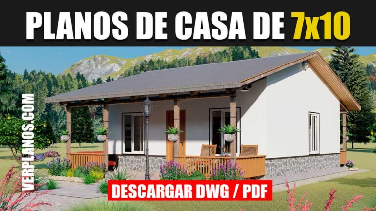 Plano de casa pequeña y económica de 1 piso con 2 dormitorios y 1 baño gratis en autocad y pdf