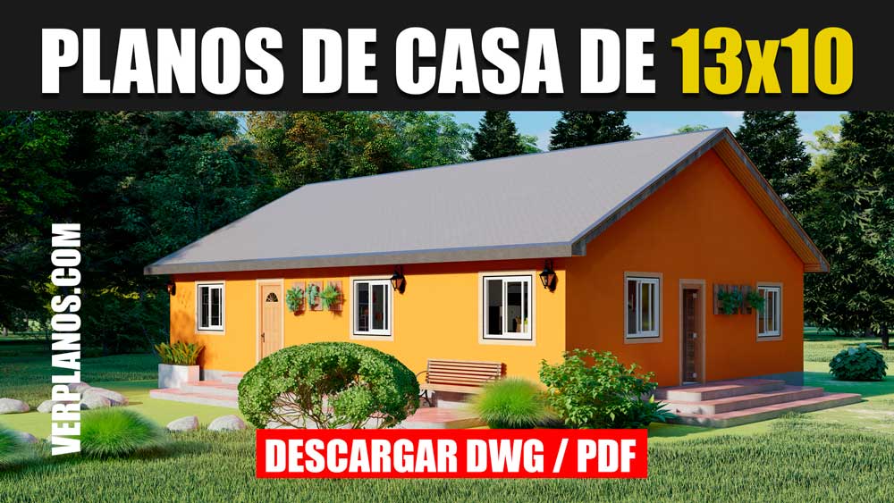 Plano de casa sencilla bonita y economica de 1 piso con 3 dormitorios gratis en autocad y pdf