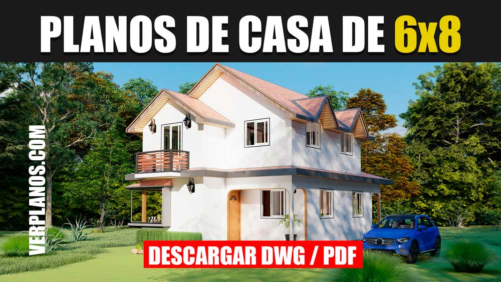 Plano de casa pequeña y económica prefabricada 2 pisos 4 dormitorios dwg y pdf gratis