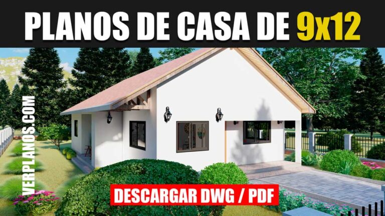Plano de casa económica y pequeña de 3 dormitorios y 2 baños gratis en autocad y pdf