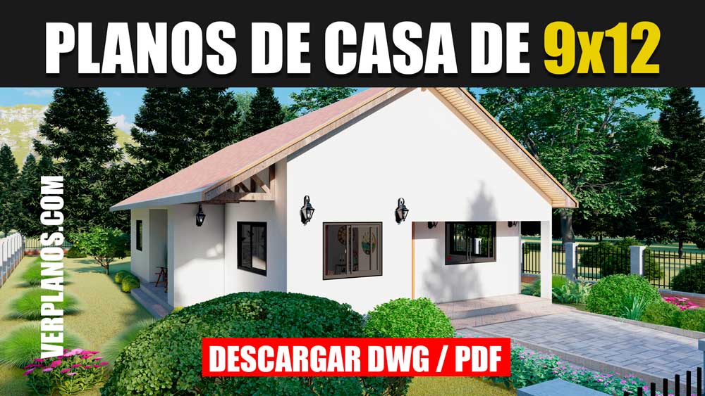 Plano de casa económica y pequeña de 3 dormitorios y 2 baños gratis en autocad y pdf