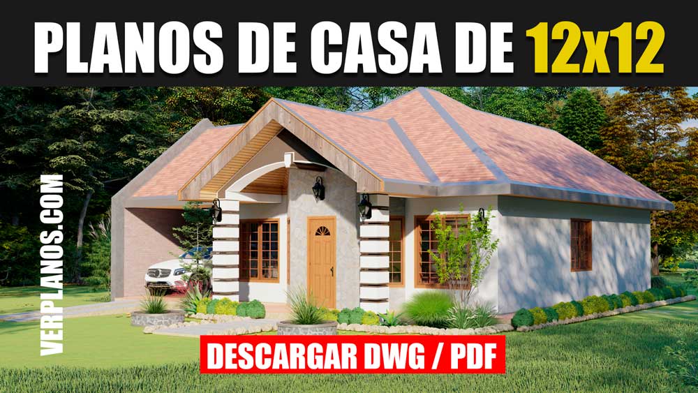 Planos de Casa 1 Piso con 2 Dormitorios y 1 Baño ¡GRATIS! en formato DWG para Autocad y PDf