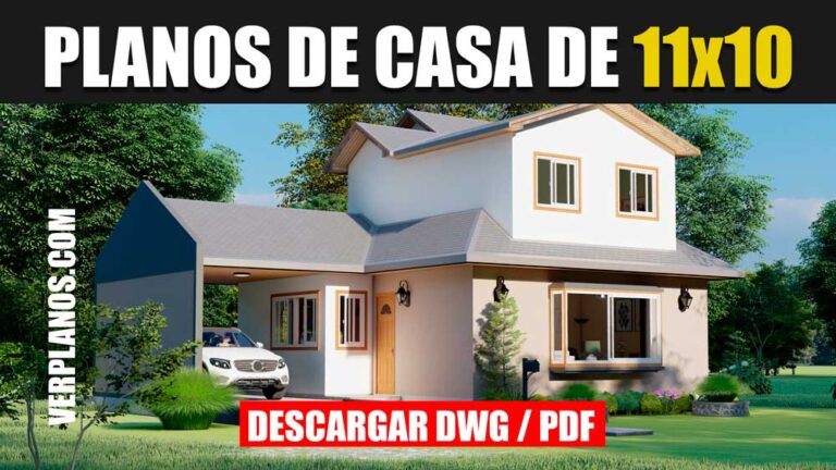 Plano de casa de 2 pisos con 4 dormitorios y 3 banos gratis en formato DWG para Autocad y PDF