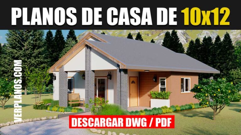 Planos de casa pequeña y económica de 1 piso con 3 dormitorios y 2 baños gratis en autocad y pdf