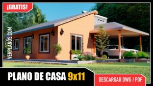 Plano de Casa Pequeña y Económica de 2 Dormitorios y 2 Baños