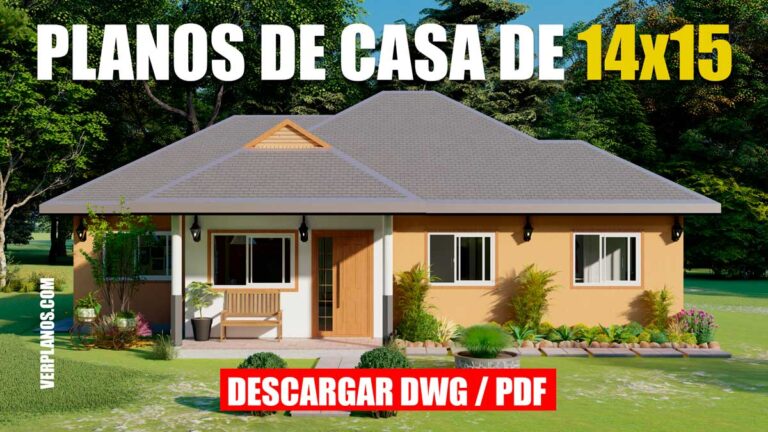 Plano de casa GRATIS con 3 dormitorios y 2 baños en formato DWG para Autocad y PDF