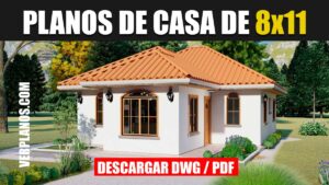 Planos de Casa de 3 dormitorios y 2 baños en 1 Planta