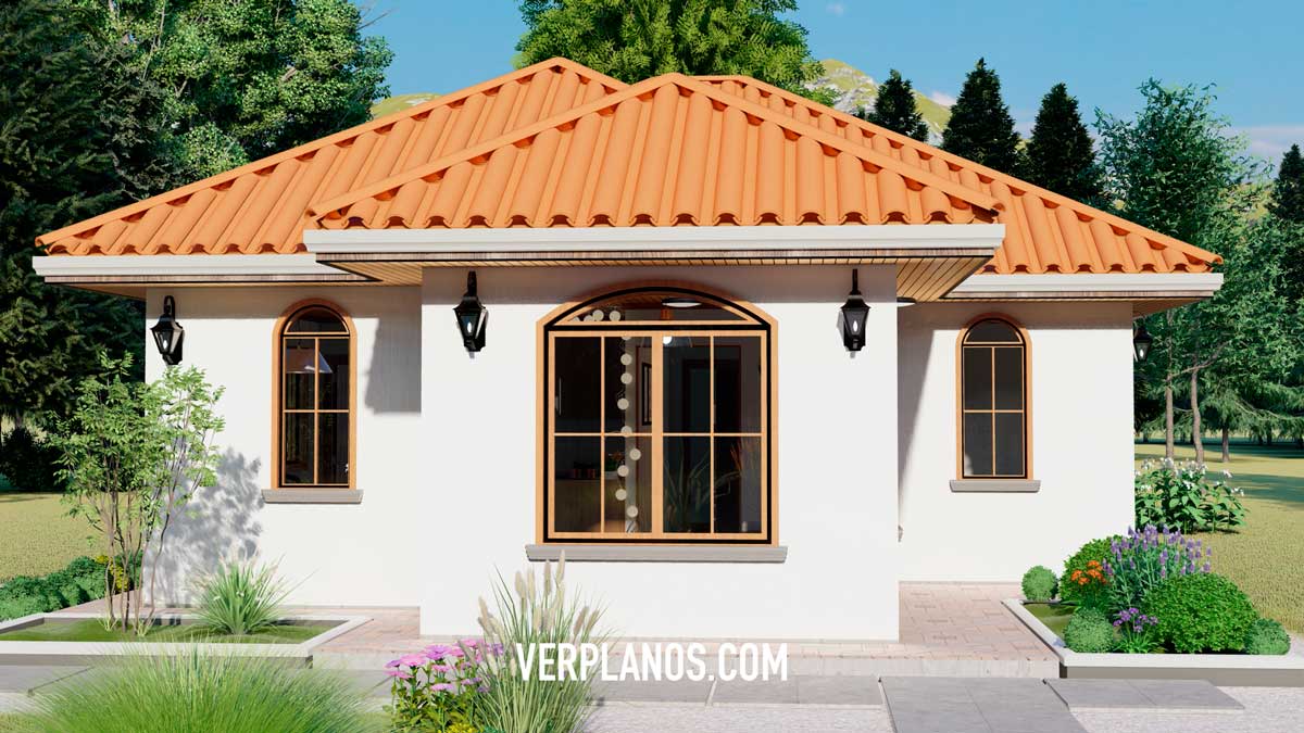 Vista previa de su fachada y plano de casa económica