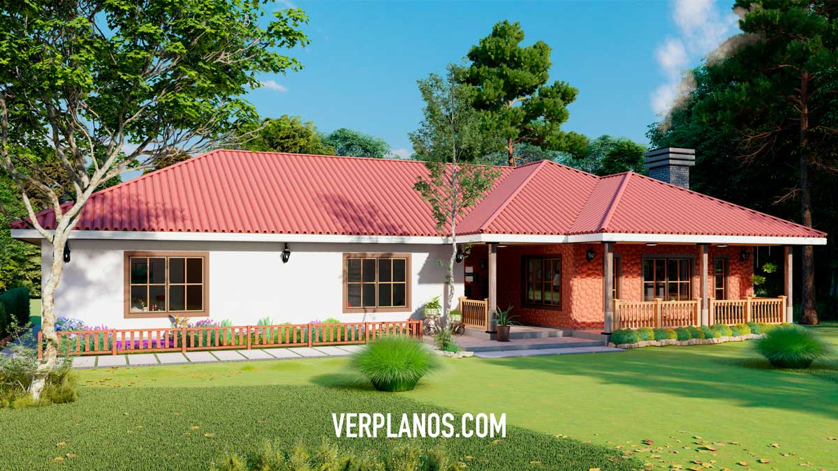 Vista previa fachada principal plano de asa grande y cómoda