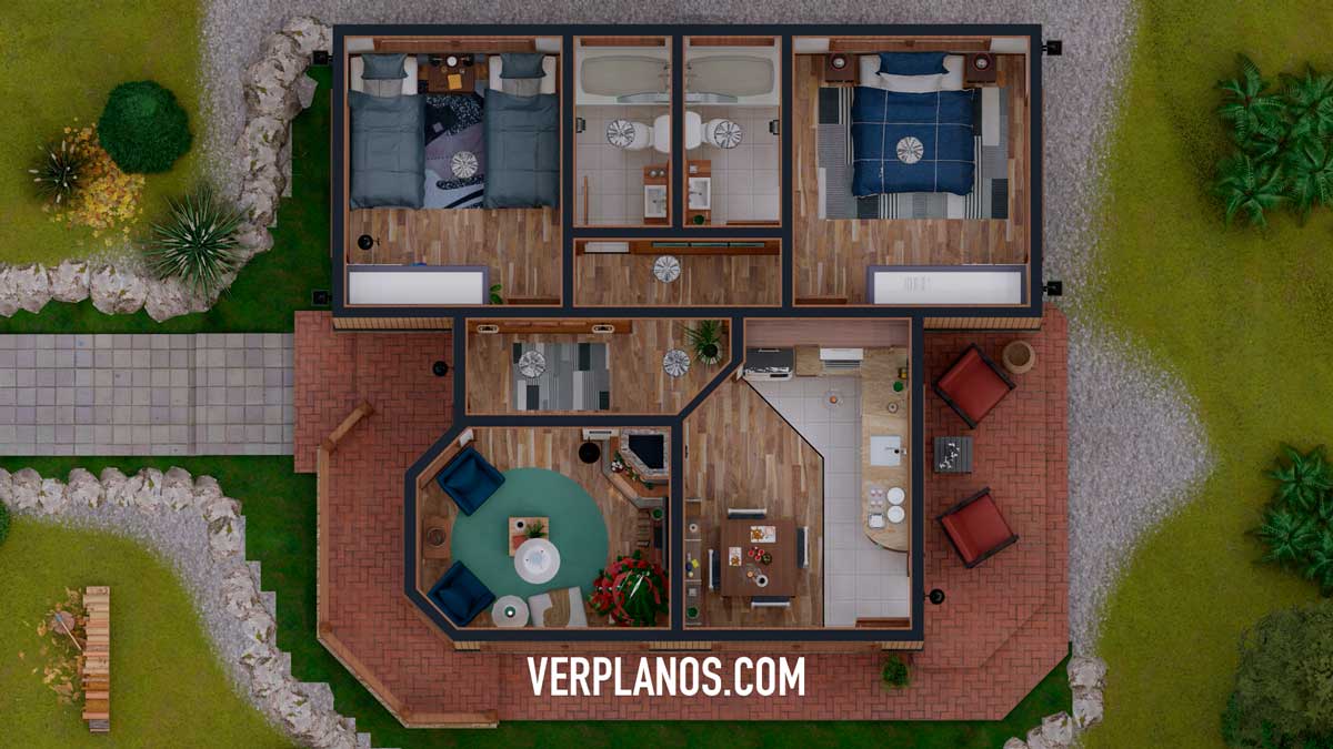 Vista previa de su planta plano de casa prefabricada ¡GRATIS!