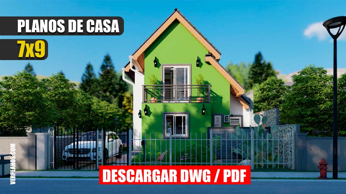 Planos de casa económica de 2 pisos y 3 dormitorios con 3 baños gratis en autocad y pdf gratis descargar